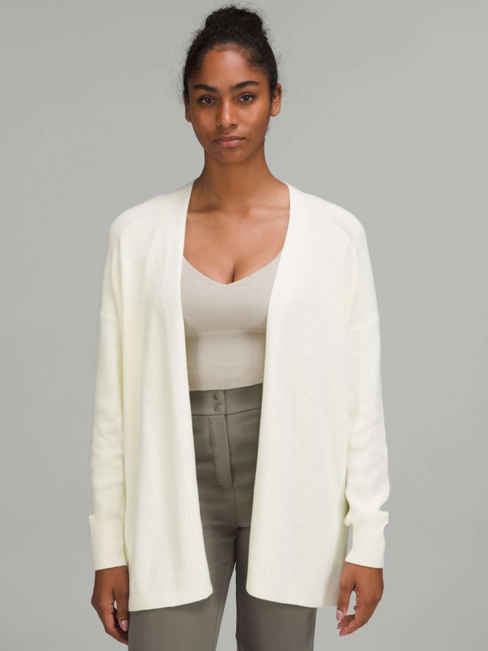 Lululemon Side Slit Sweater Wrap - Lemon Sorbet White Open Front Cardigan